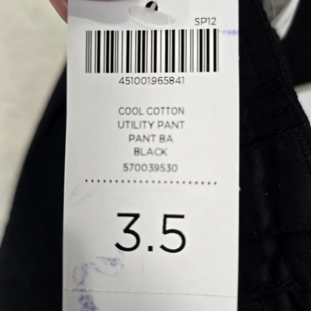 NWT Chicos Cotton Utility Pants Black The Ultimate Fit 3.5 Cargo Straight Leg